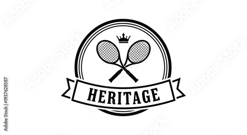 Tennis Rackets Heritage Logo Design Element.