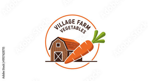 Village Farm Vegetables Logo with Carrot.