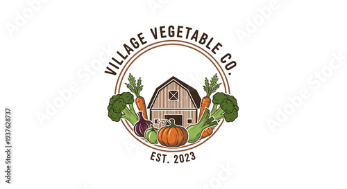 Village Vegetable Company Logo Design Illustration.