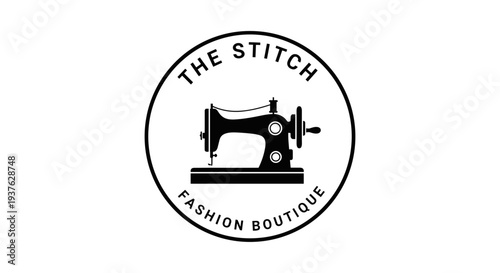 Vintage Sewing Machine Logo Design Element.