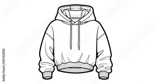 White Hoodie Sweatshirt with Drawstring Front.