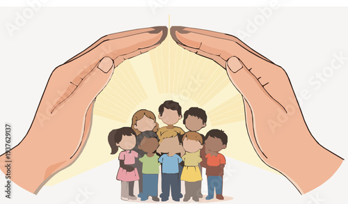 Protecting childhood innocence nurturing children future vector illustration