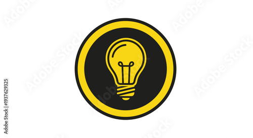 Yellow Light Bulb Icon Symbol Logo.