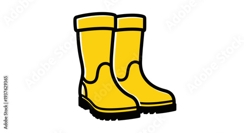 Yellow Rain Boots Illustration Isolated White.