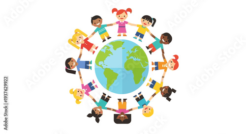 Diverse Children Around Globe Celebrate Diversity Month Vector
