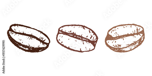 Set of hand drawn fresh roasted coffee bean Arabica robusta seed doodle Single element for design print packaging label decor