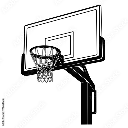 Basketball Hoop and Net - Clean Vector Illustration