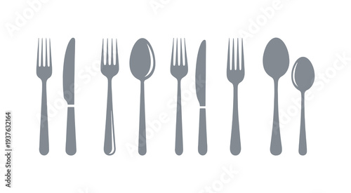 Fork, knife, and spoon glyph icon in vibrant colors representing eating accessories. Isolated vector design on white background.