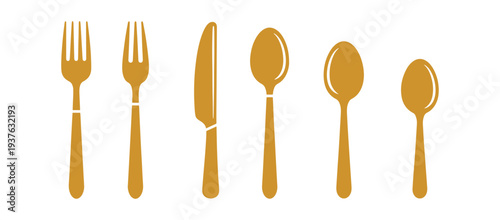 A vibrant glyph icon featuring forks, knives, and spoons. Dining utensils for home meals. Kitchen essentials. Gorgeous design of tableware. Silhouette symbol against a white backdrop.