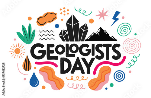 National Geologists Day Vector, Rocks, Minerals, and Earth Study Concept