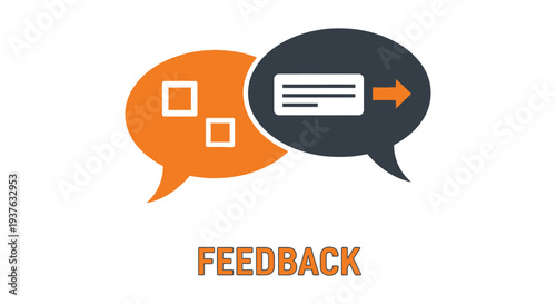 Vector graphic illustration representing two speech bubbles showing the process of giving and receiving constructive feedback