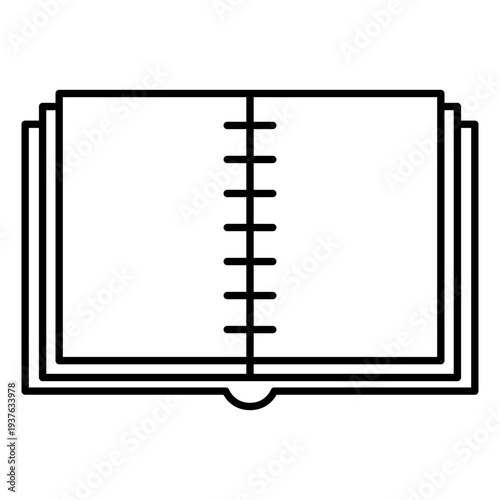 Open Spiral Notebook Minimalist Line Art Icon