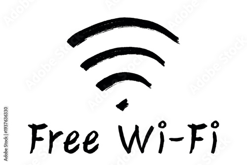 Hand drawn free wifi spot zone sign Public wi-fi area sign Wireless internet clipart in doodle style Single element for print, web, design, decor 3G, 4G, 5G, 6G, IoT