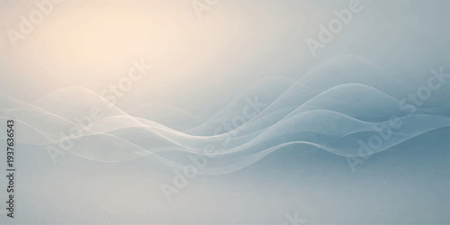 This abstract blue background features flowing wave patterns and icy light textures inspired by the serene beauty of a snowy winter sky and nature