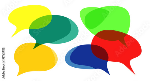 Colorful Speech Bubbles Overlapping, Communication Concept, Social Media Icons