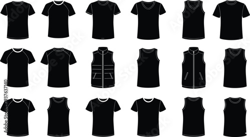 Black t shirts and tank tops with various styles and necklines clothing apparel fashion