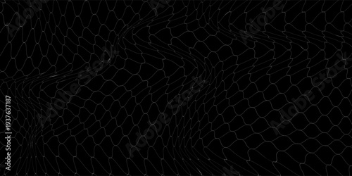 Fishing net seamless pattern. Soccer and football gates mesh. Fishnet texture. Basketball hoop and hockey net pattern. Sportswear texture. Chain link fence. Vector illustration on black background.