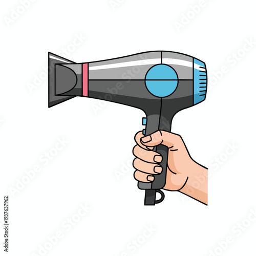 Modern Hair Dryer in Hand Professional Hair Styling Equipment for Home and Salon Use