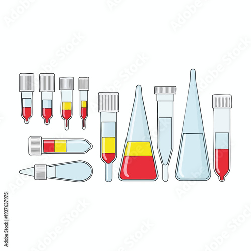 Laboratory Scientific Equipment with Test Tubes and Dropper Bottles