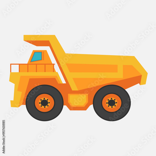 Flat vector illustration of a heavy duty mining dump truck