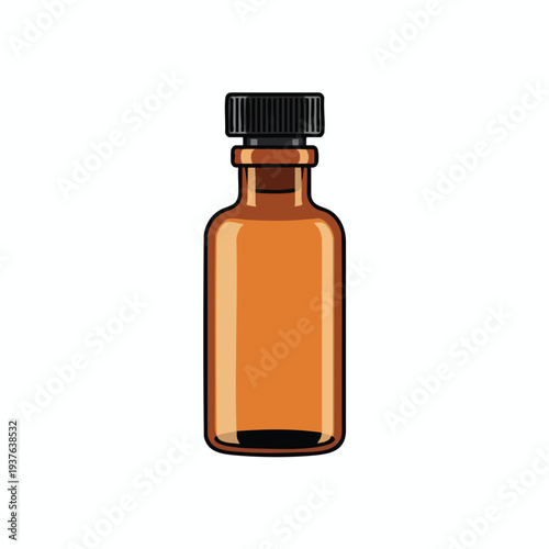 Small Amber Glass Bottle with Black Cap for Home Remedies and Essential Oils