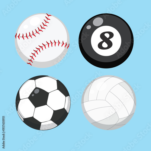 Game Balls Set – Sports Equipment Vector Illustration Collection