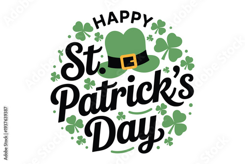 St patrick's day celebration with shamrocks and leprechaun hat