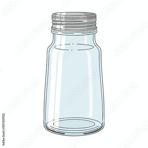 Clear Glass Spice Jar with Metallic Lid for Kitchen Storage