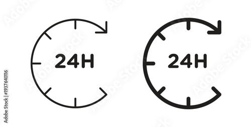 24 Hrs icon in line design. Editable stroke icon.
