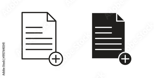 Add document icon in line design. Editable stroke icon.