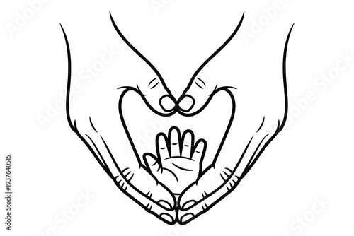 Supportive hands cradling a smaller hand