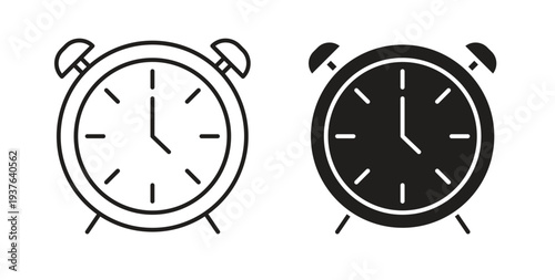 Alarm clock icon in line design. Editable stroke icon.