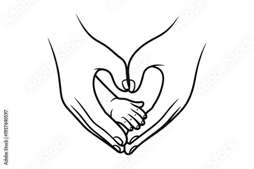 Interconnected hands forming a heart shape