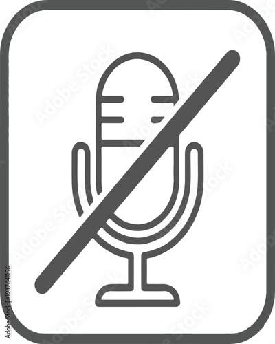 Muted Microphone Icon with Slash Audio Off Symbol Vector Illustration