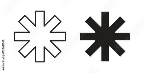 Asterisk icon in line design. Editable stroke icon.