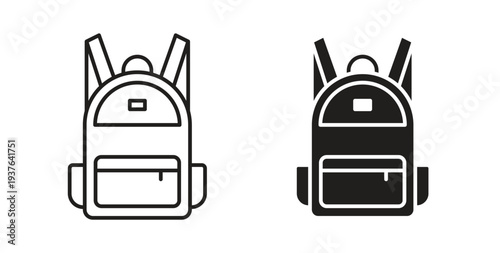 Backpack icon in line design. Editable stroke icon.