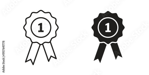 Badge icon in line design. Editable stroke icon.