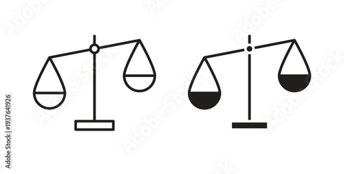 Balance scale icon in line design. Editable stroke icon.