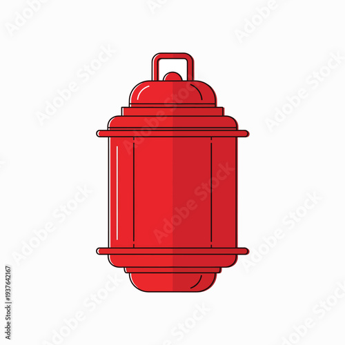 Red Fire Extinguisher Illustration on White.