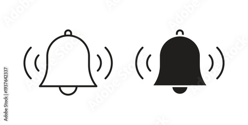 Bell ring icon in line design. Editable stroke icon.