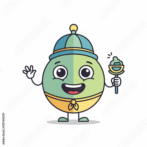 Cartoon Character with Lollipop and Hat.