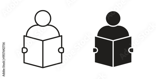 Book open reader icon in line design. Editable stroke icon.