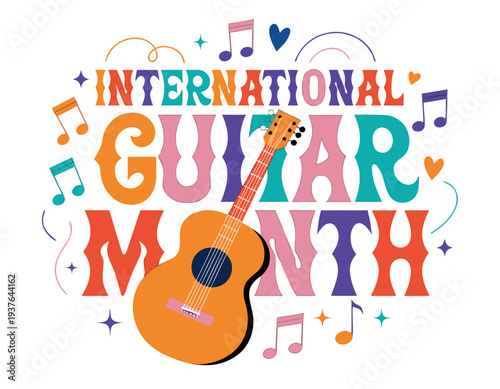 Guitar Music Vector, International Guitar Month Celebration Illustration