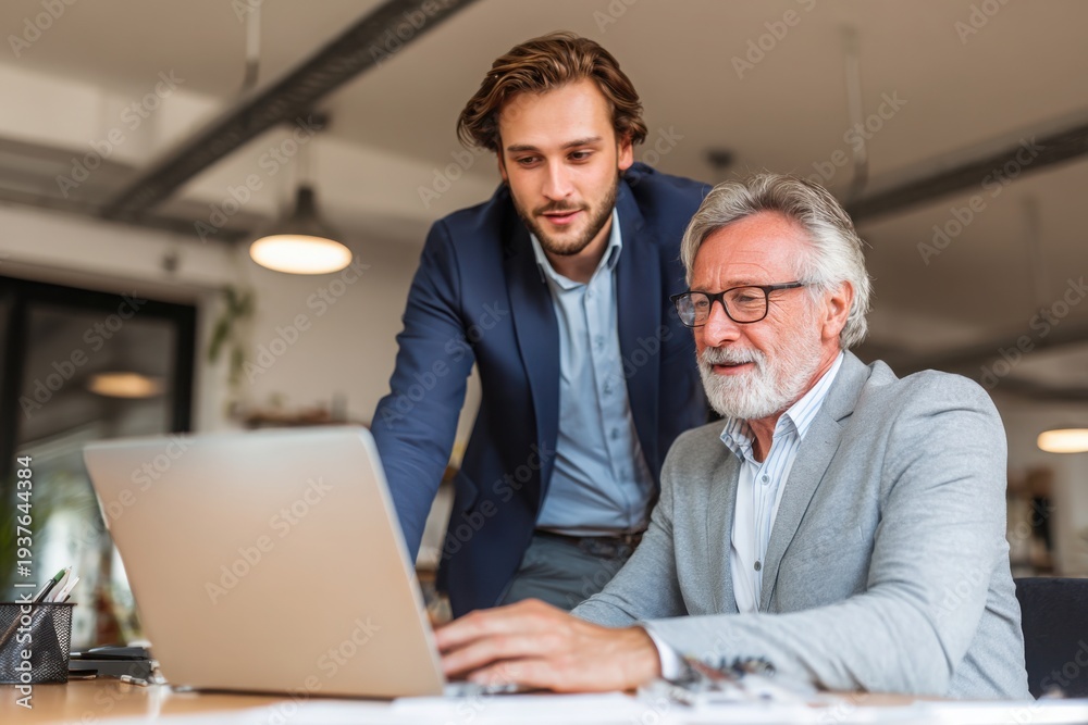 Fototapeta premium Experienced business colleagues working at office