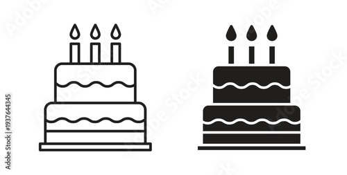 Cake birthday icon in line design. Editable stroke icon.