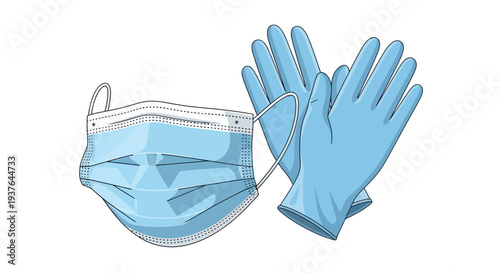 Blue Medical Gloves Mask.