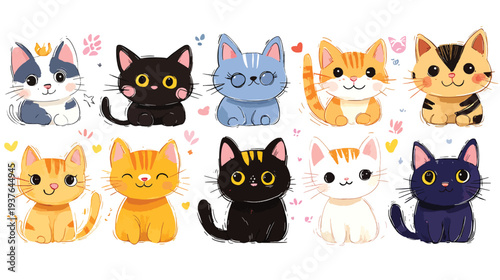  Funny Kittens in Love Vector Art.
