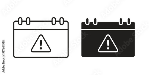 Calendar exclamation icon in line design. Editable stroke icon.