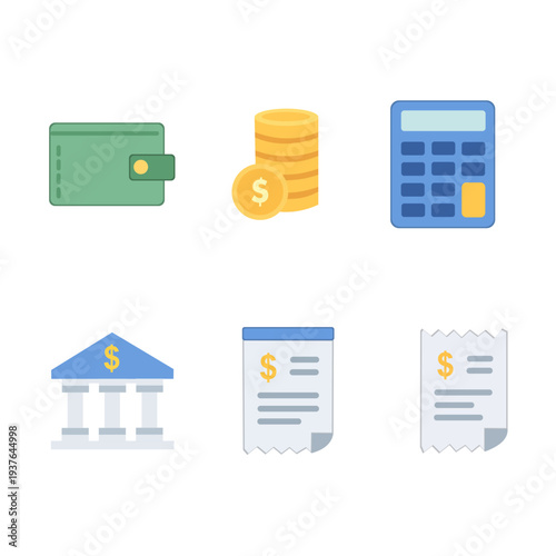 Simple finance icon set flat vector