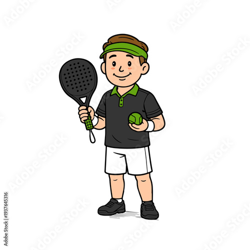 Simple illustration of a man playing padel